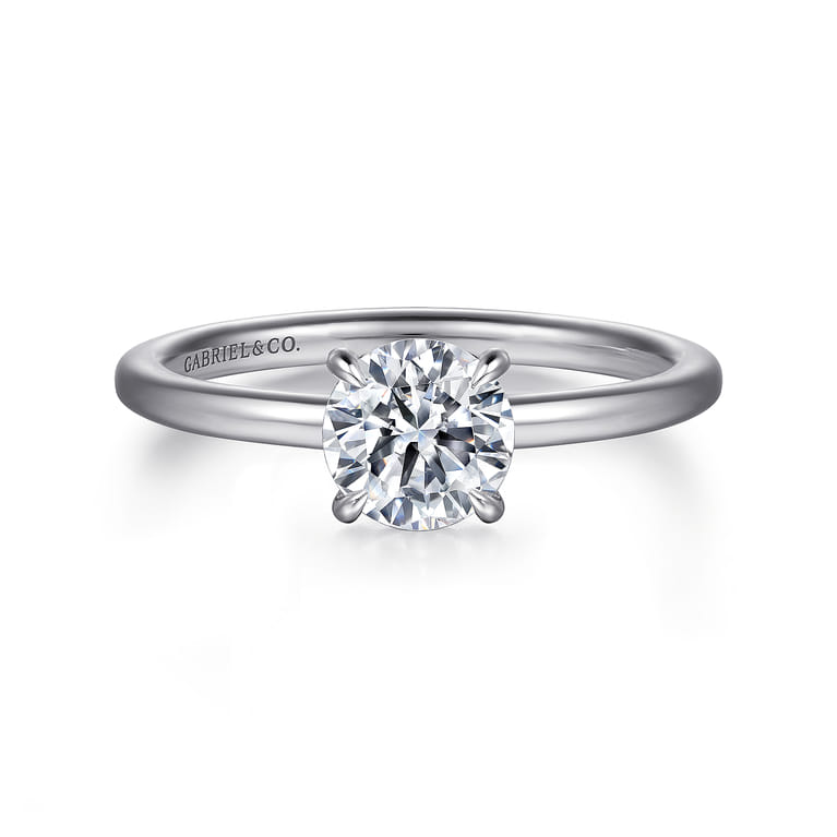 Cari - 14K White Gold Round Diamond Engagement Ring - 0.05 ct - Shot 1