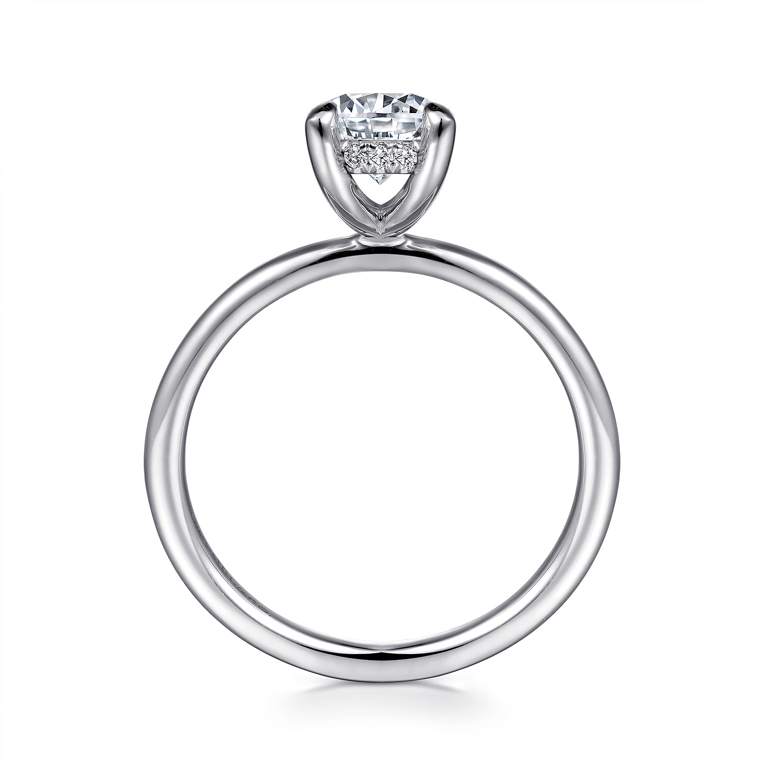 Cari - 14K White Gold Round Diamond Engagement Ring - 0.05 ct - Shot 2