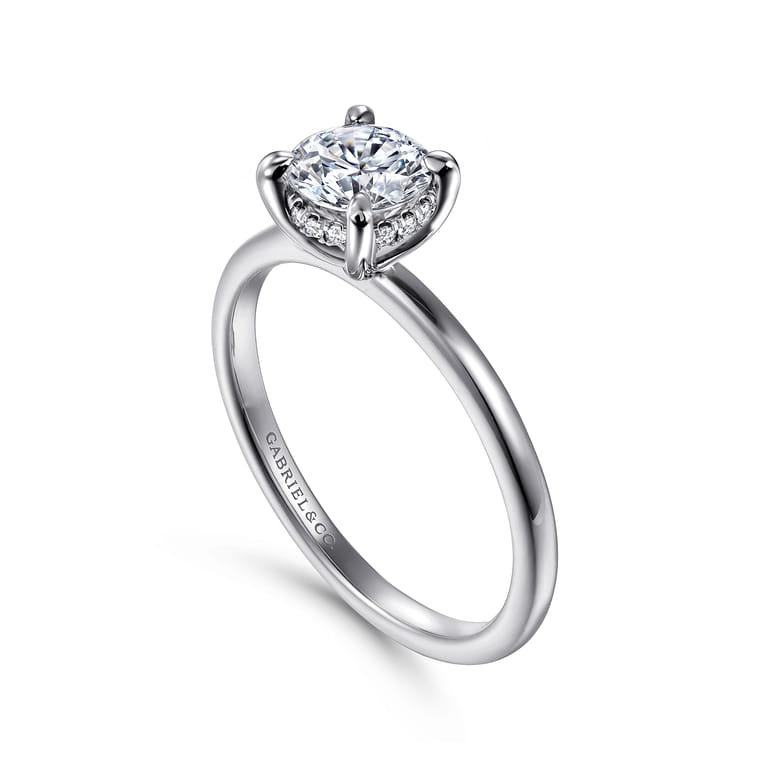 Cari - 14K White Gold Round Diamond Engagement Ring - 0.05 ct - Shot 3