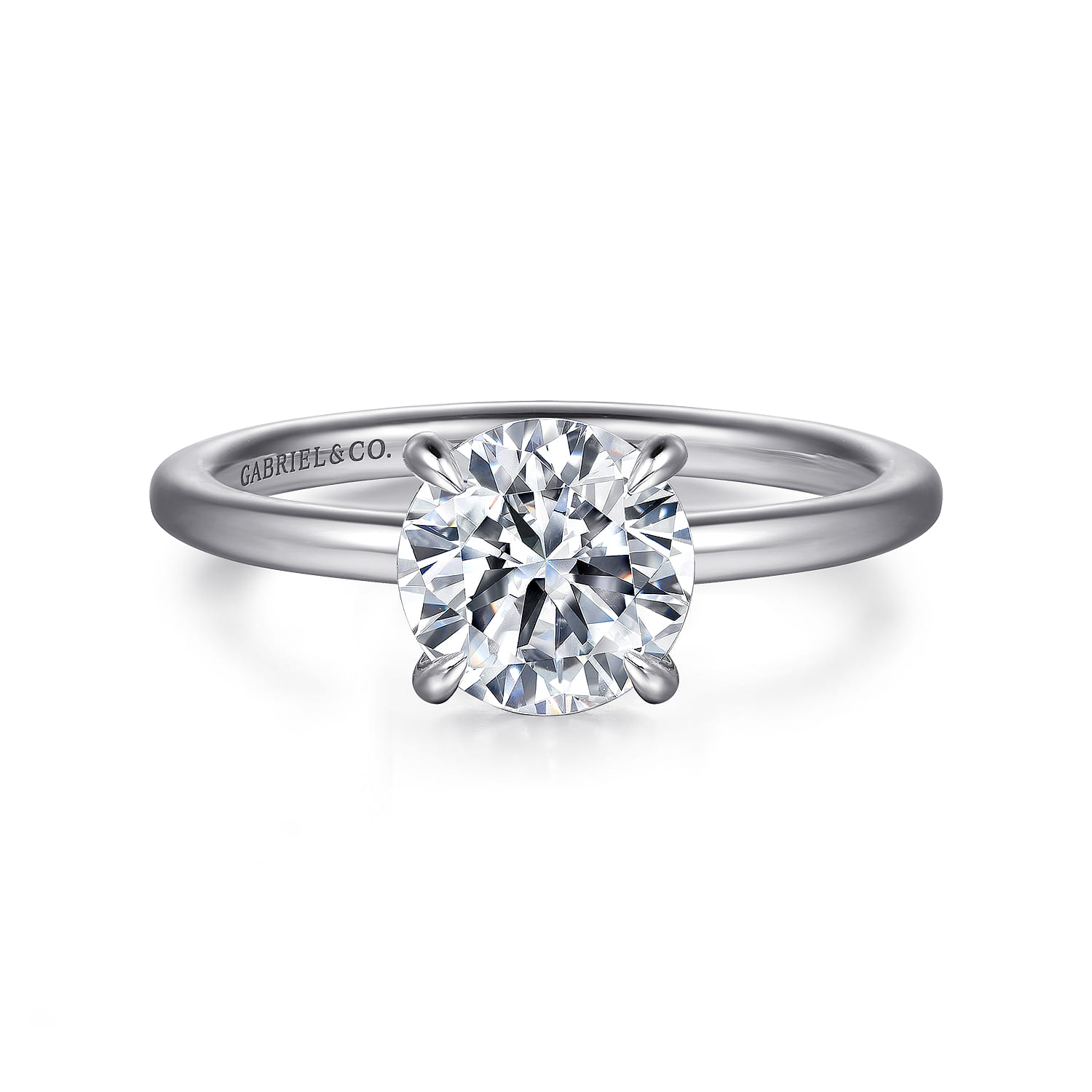 Cari - 14K White Gold Round Diamond Engagement Ring - 0.06 ct - Shot 1