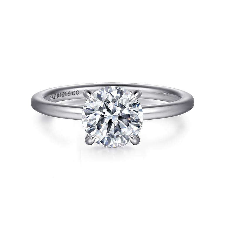 Cari - 14K White Gold Round Diamond Engagement Ring - 0.06 ct - Shot 1
