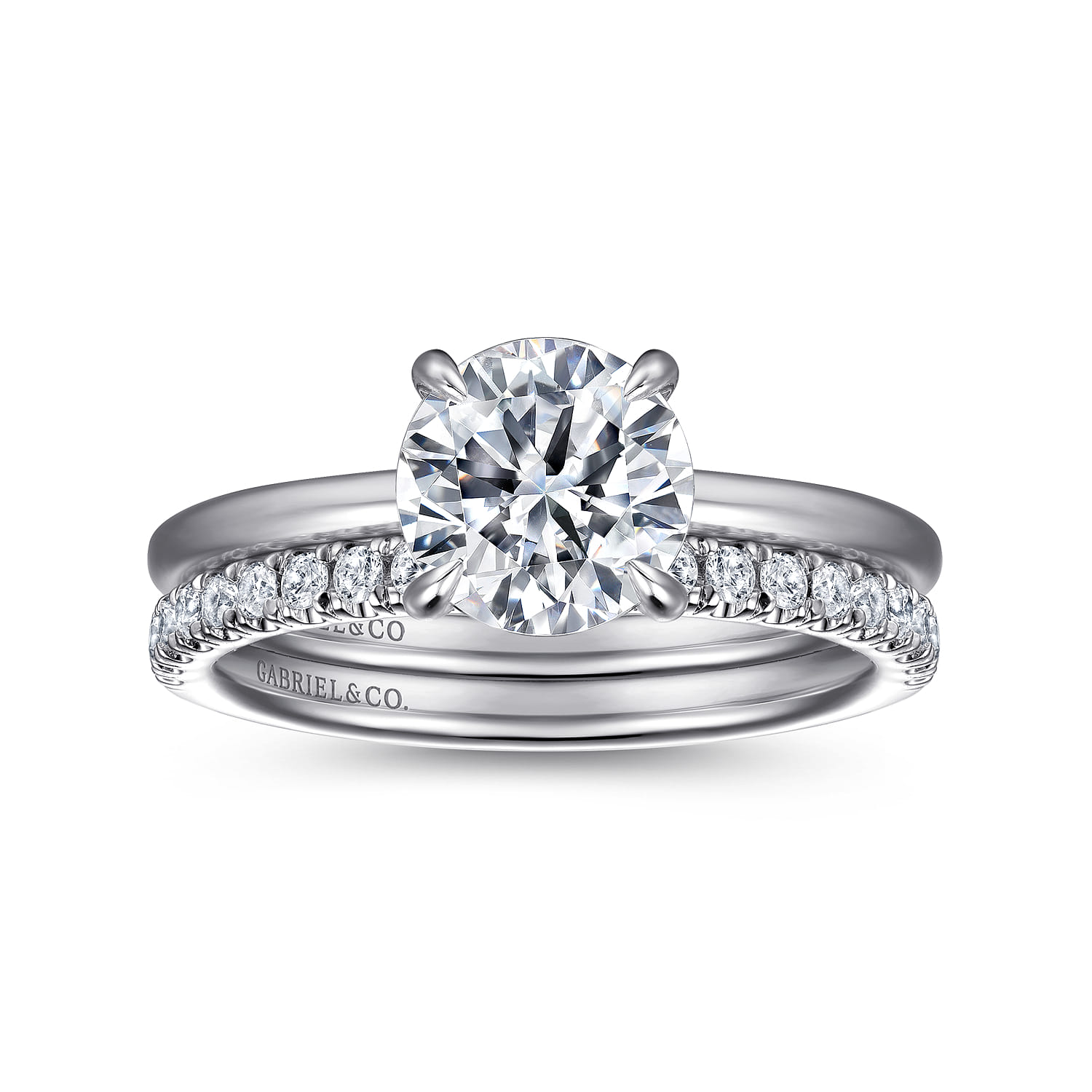 Cari - 14K White Gold Round Diamond Engagement Ring - 0.06 ct - Shot 4