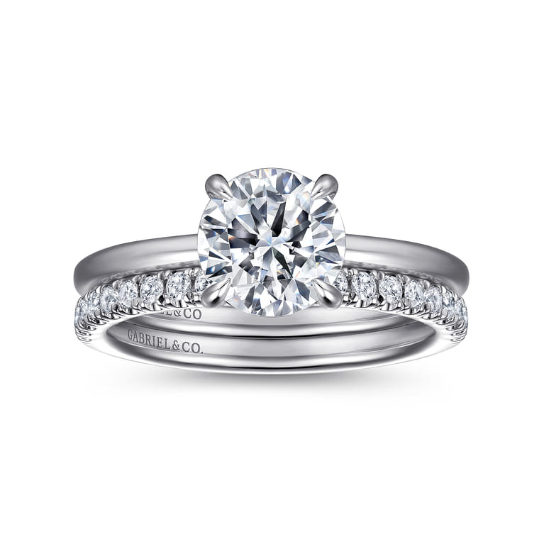 Cari - 14K White Gold Round Diamond Engagement Ring - 0.06 ct - Shot 4