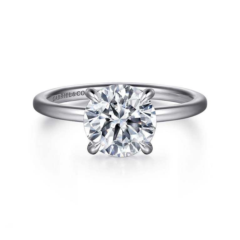 Cari - 14K White Gold Round Diamond Engagement Ring - 0.07 ct - Shot 1