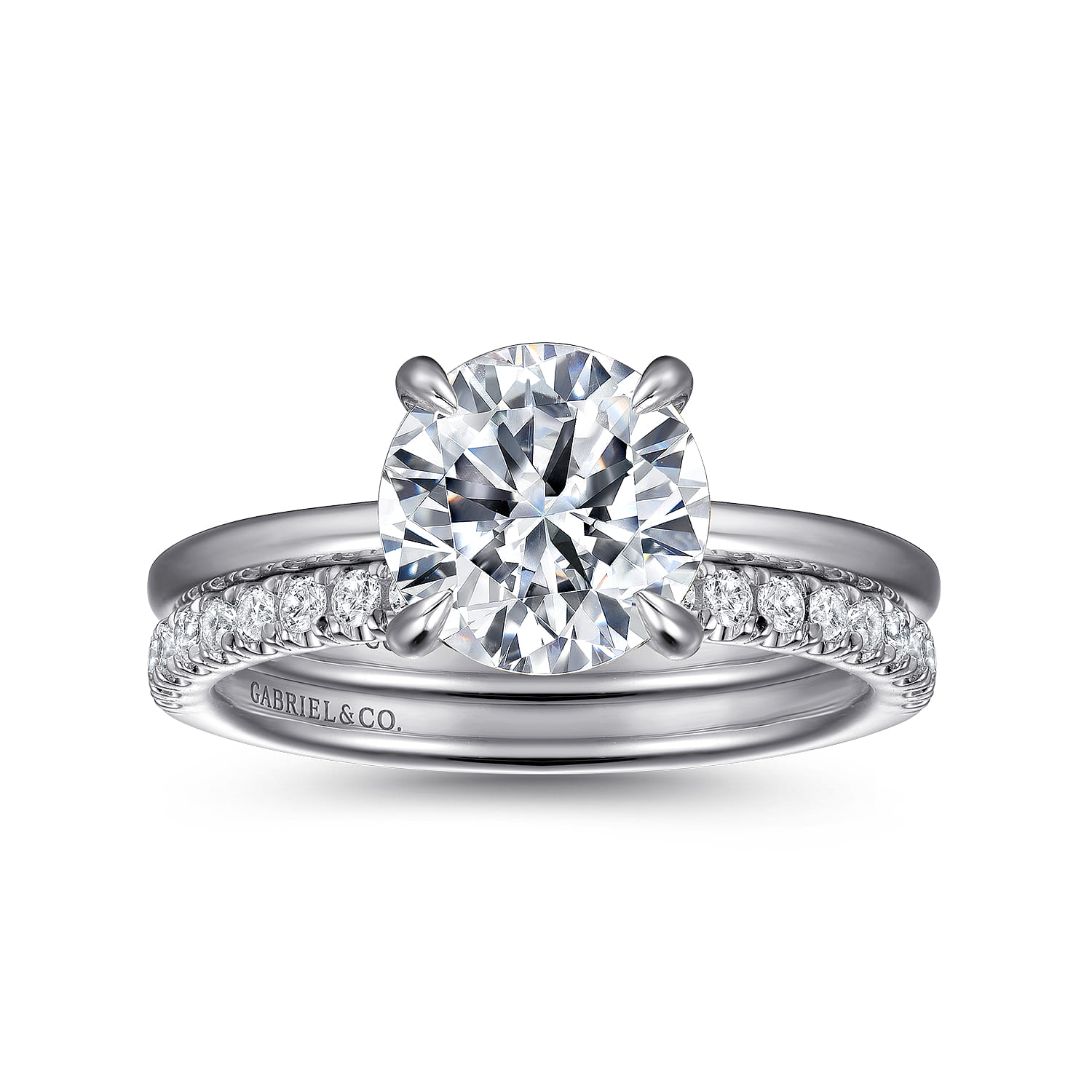 Cari - 14K White Gold Round Diamond Engagement Ring - 0.07 ct - Shot 4