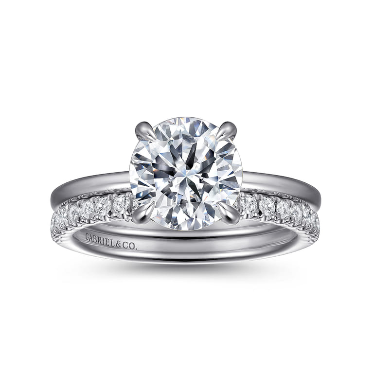 Cari - 14K White Gold Round Diamond Engagement Ring - 0.07 ct - Shot 4