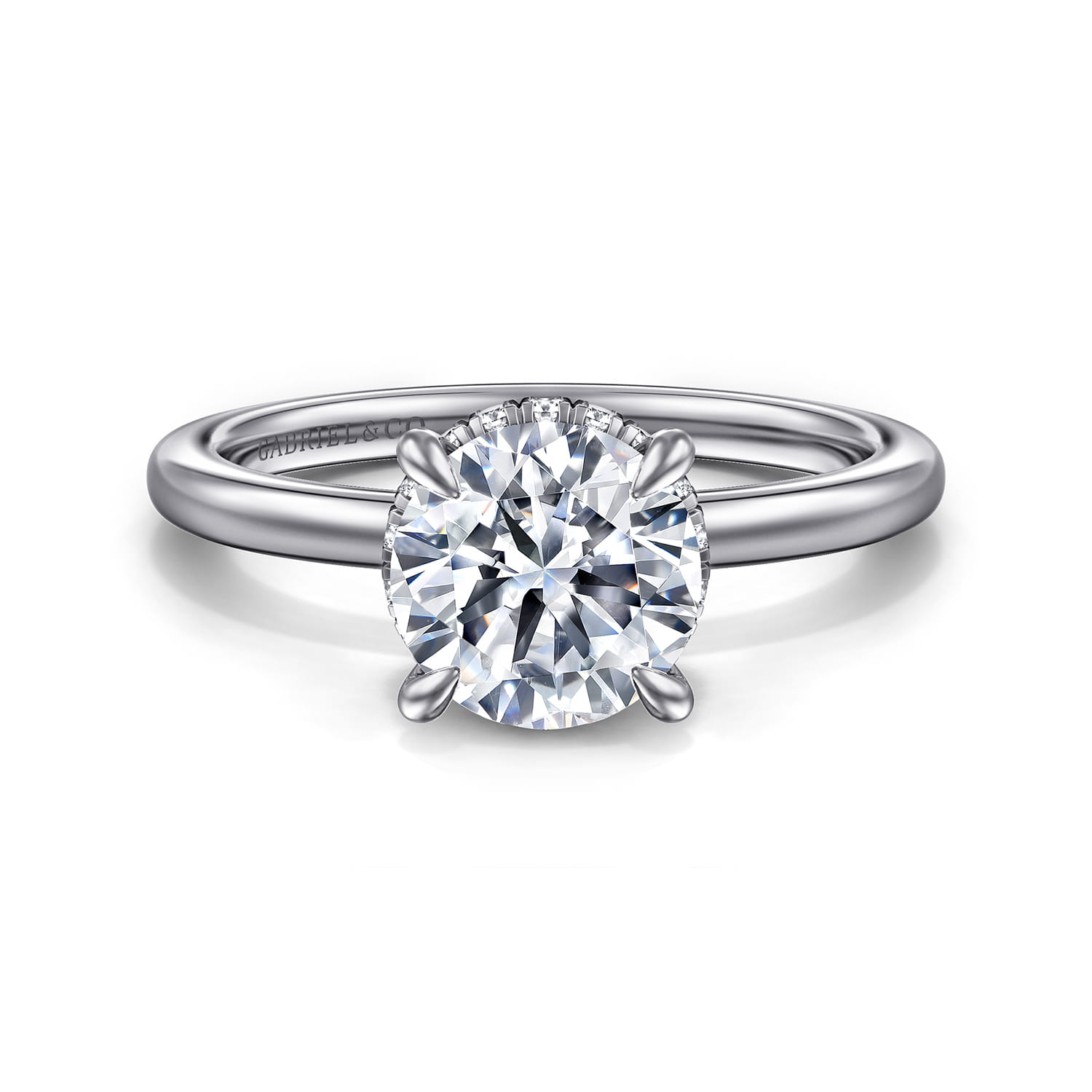 Rainah - 14K White Gold Round Diamond Engagement Ring - 0.11 ct - Shot 1