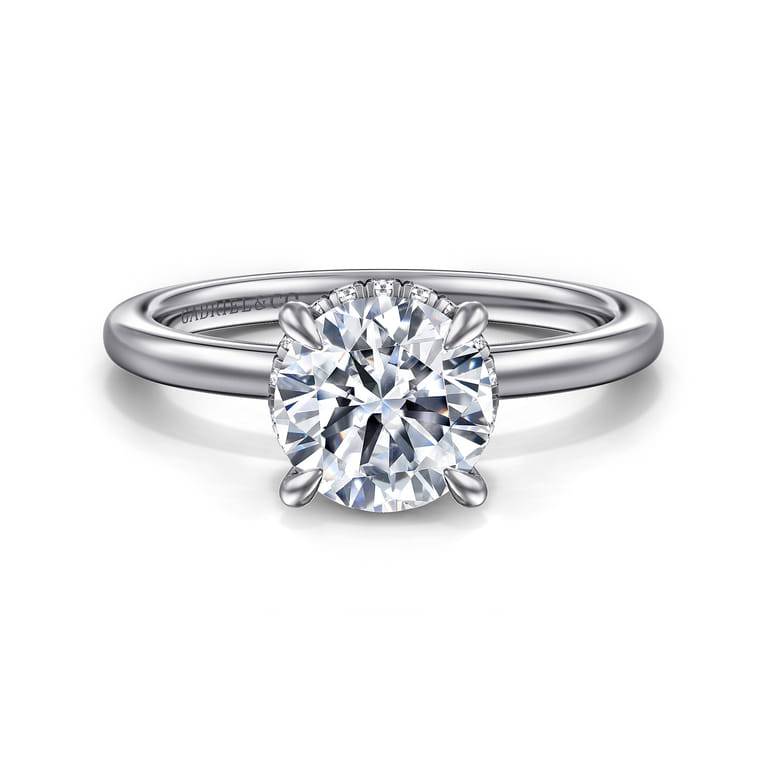 Rainah - 14K White Gold Round Diamond Engagement Ring - 0.11 ct - Shot 1