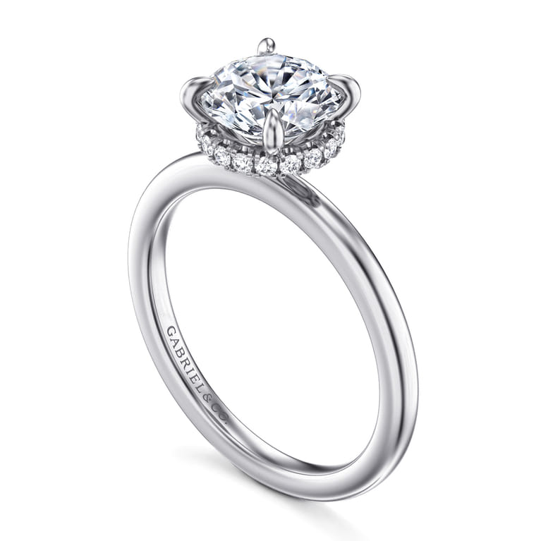 Rainah - 14K White Gold Round Diamond Engagement Ring - 0.11 ct - Shot 3