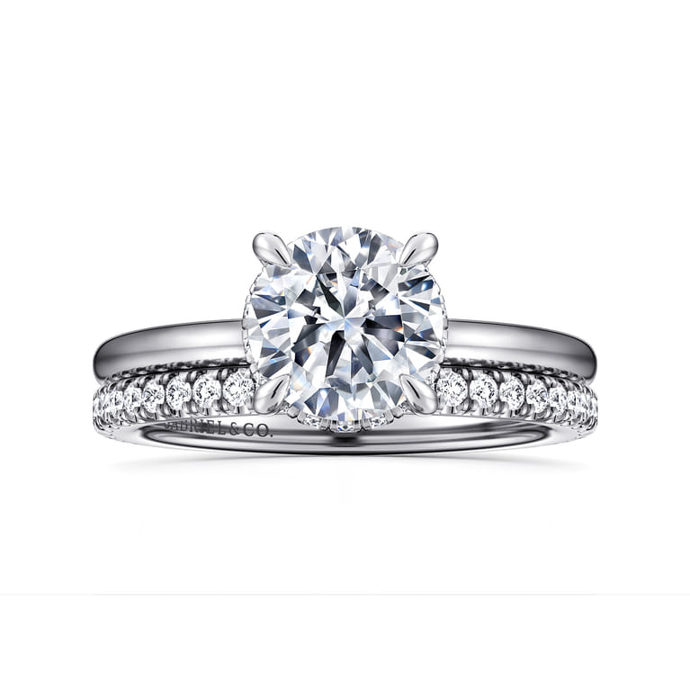 Rainah - 14K White Gold Round Diamond Engagement Ring - 0.11 ct - Shot 4