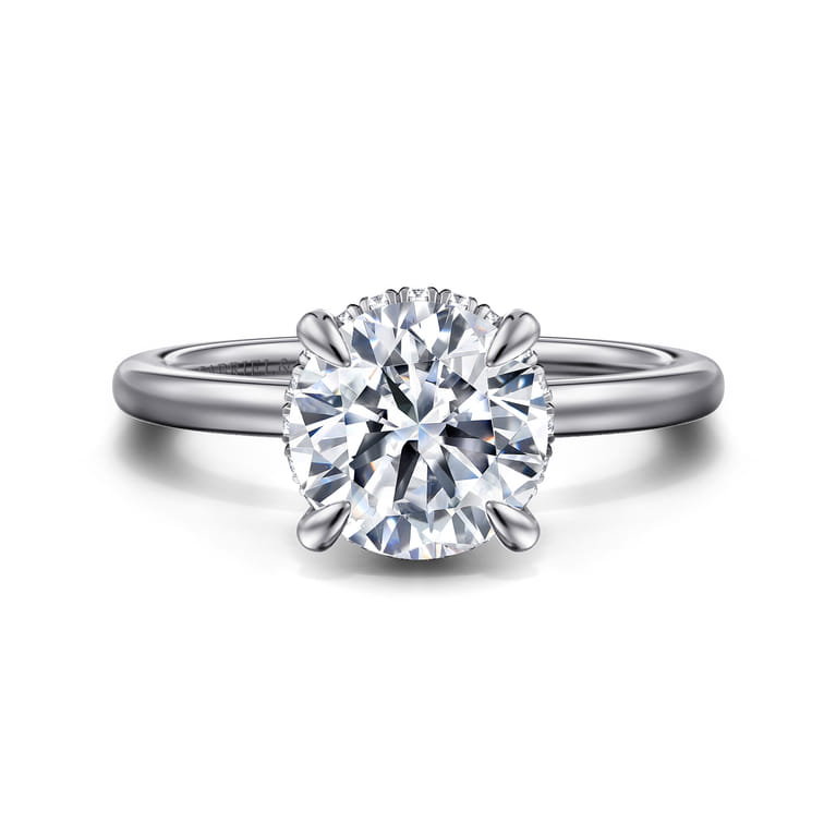 Rainah - 14K White Gold Round Diamond Engagement Ring - 0.12 ct - Shot 1
