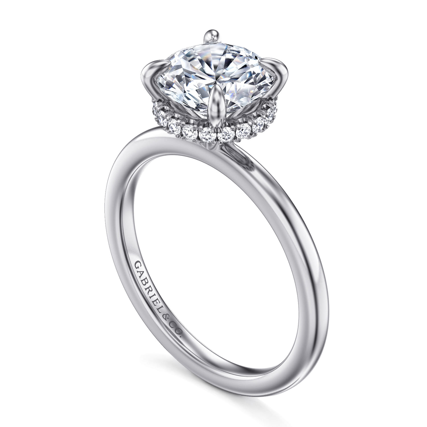 Rainah - 14K White Gold Round Diamond Engagement Ring - 0.12 ct - Shot 3