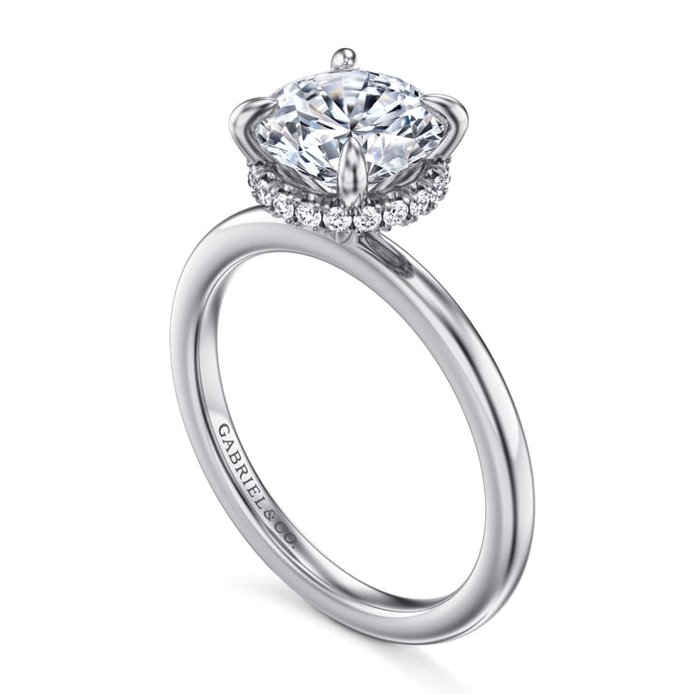 Rainah - 14K White Gold Round Diamond Engagement Ring - 0.12 ct - Shot 3
