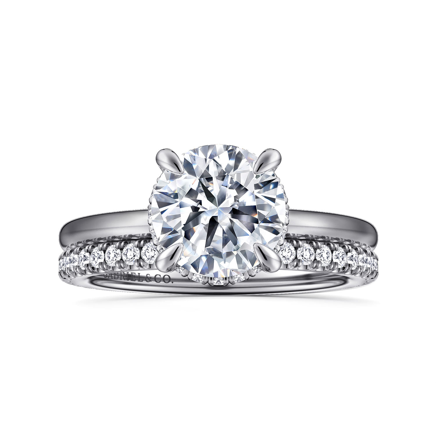 Rainah - 14K White Gold Round Diamond Engagement Ring - 0.12 ct - Shot 4