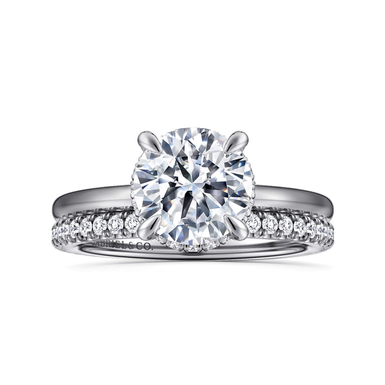 Rainah - 14K White Gold Round Diamond Engagement Ring - 0.12 ct - Shot 4