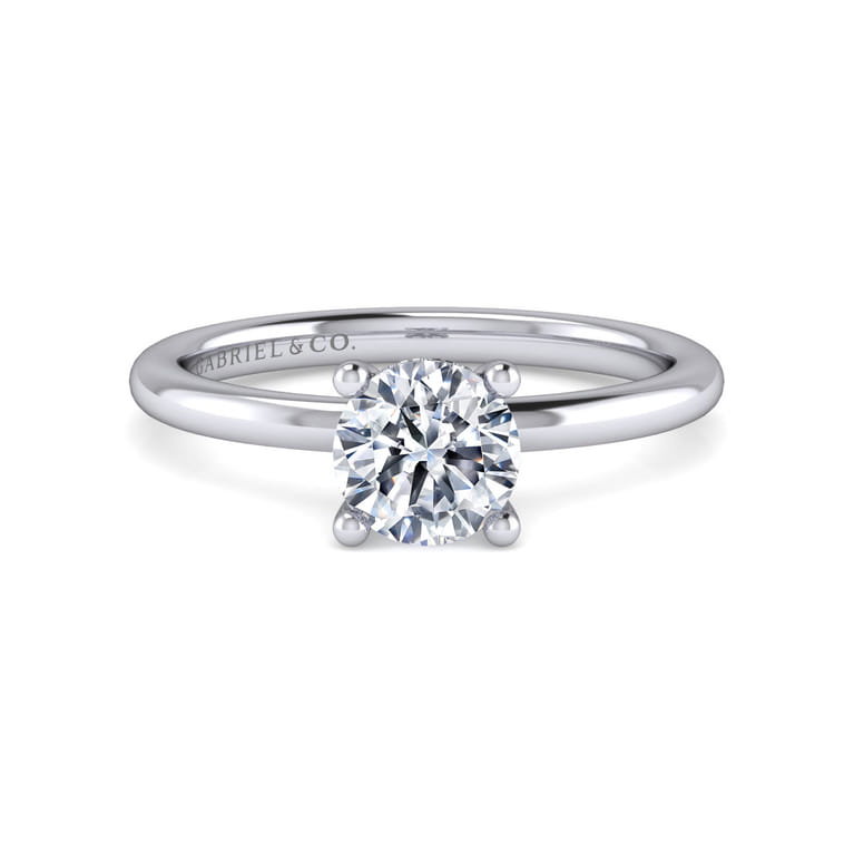 Ady - 14K White Gold Hidden Halo Round Diamond Engagement Ring - 0.05 ct - Shot 1