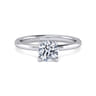 Ady - 14K White Gold Hidden Halo Round Diamond Engagement Ring - 0.05 ct