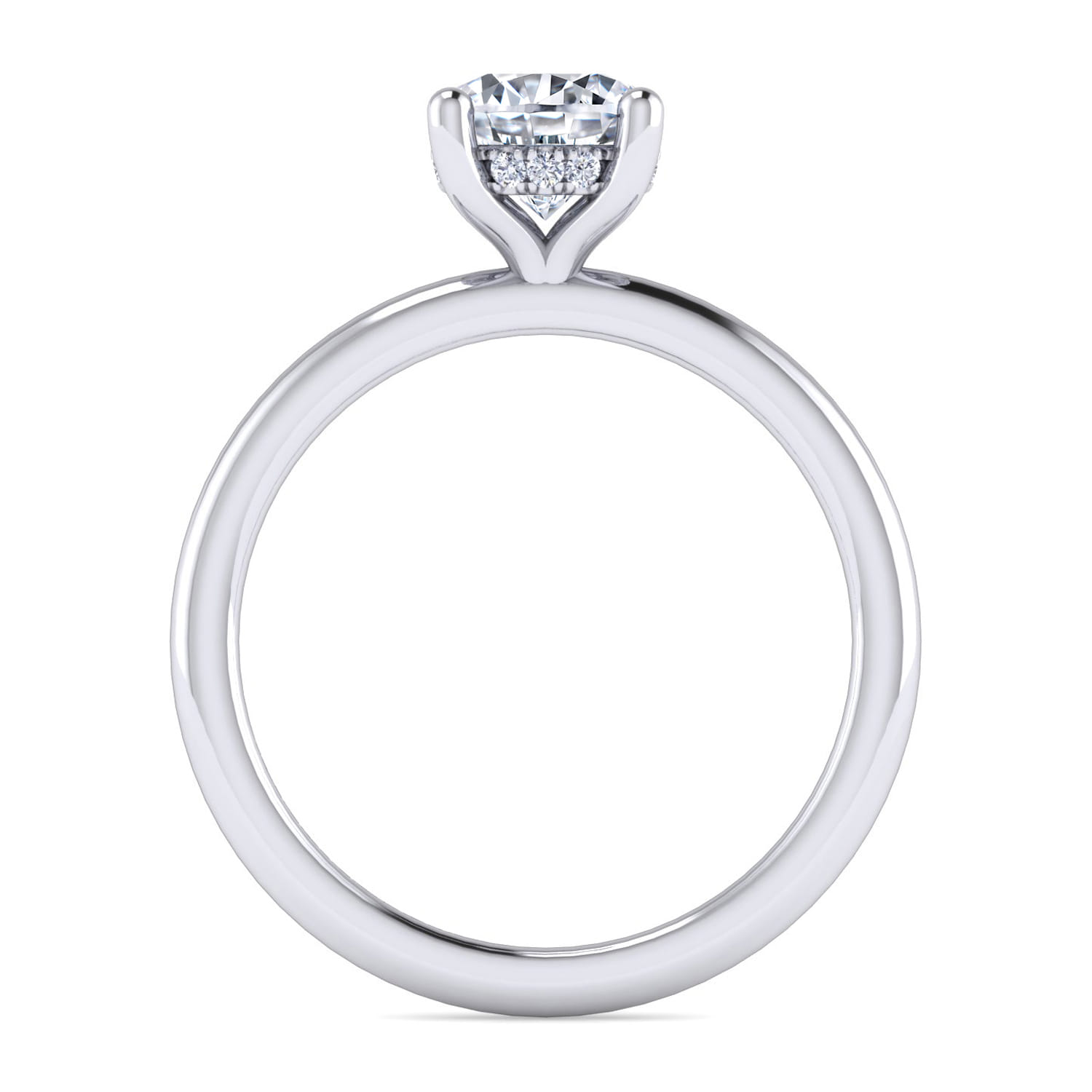 Ady - 14K White Gold Hidden Halo Round Diamond Engagement Ring - 0.05 ct - Shot 2
