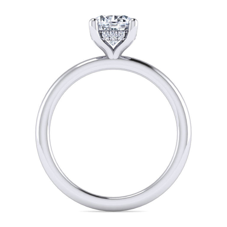 Ady - 14K White Gold Hidden Halo Round Diamond Engagement Ring - 0.05 ct - Shot 2