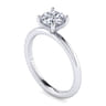 Ady - 14K White Gold Hidden Halo Round Diamond Engagement Ring - 0.05 ct