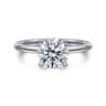 Ady - 14K White Gold Hidden Halo Round Diamond Engagement Ring - 0.05 ct