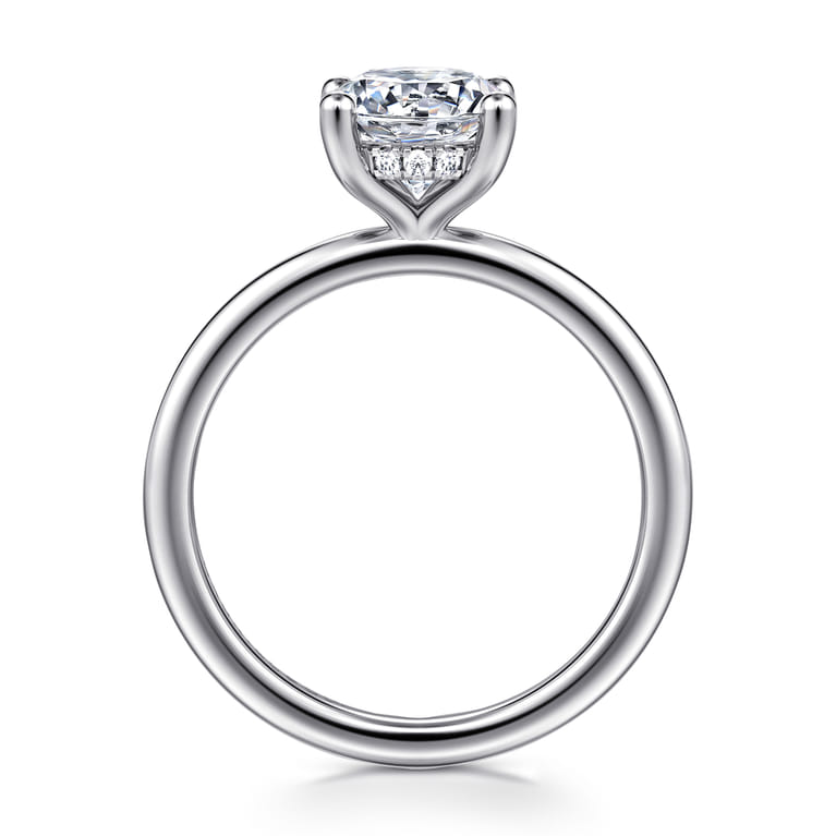 Ady - 14K White Gold Hidden Halo Round Diamond Engagement Ring - 0.05 ct - Shot 2