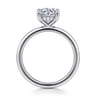 Ady - 14K White Gold Hidden Halo Round Diamond Engagement Ring - 0.05 ct