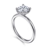 Ady - 14K White Gold Hidden Halo Round Diamond Engagement Ring - 0.05 ct