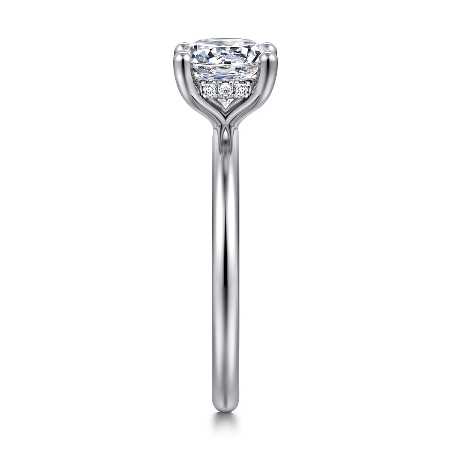 Ady - 14K White Gold Hidden Halo Round Diamond Engagement Ring - 0.05 ct - Shot 4