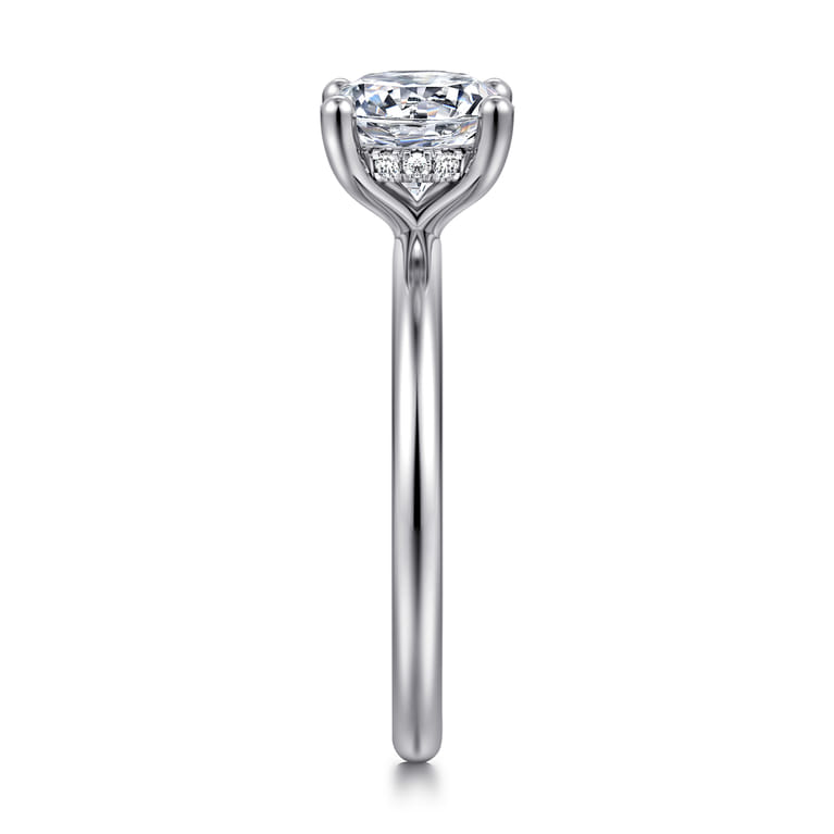 Ady - 14K White Gold Hidden Halo Round Diamond Engagement Ring - 0.05 ct - Shot 4