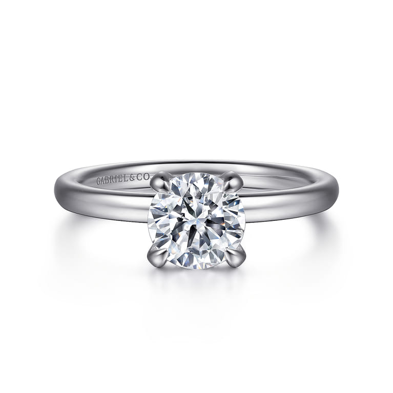 Daniele - 14K White Gold Round Solitaire Diamond Engagement Ring - 0.11 ct - Shot 1