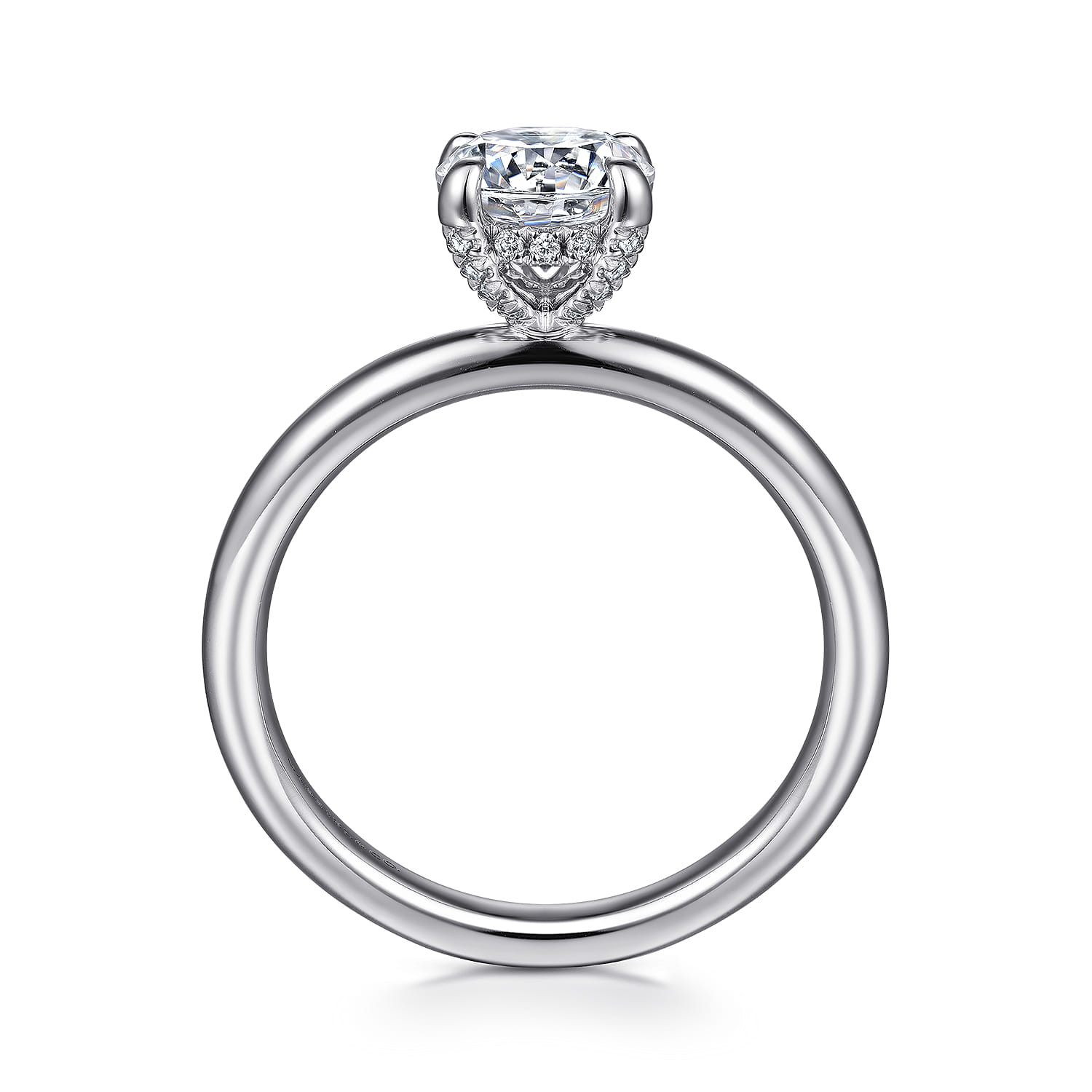 Daniele - 14K White Gold Round Solitaire Diamond Engagement Ring - 0.11 ct - Shot 2