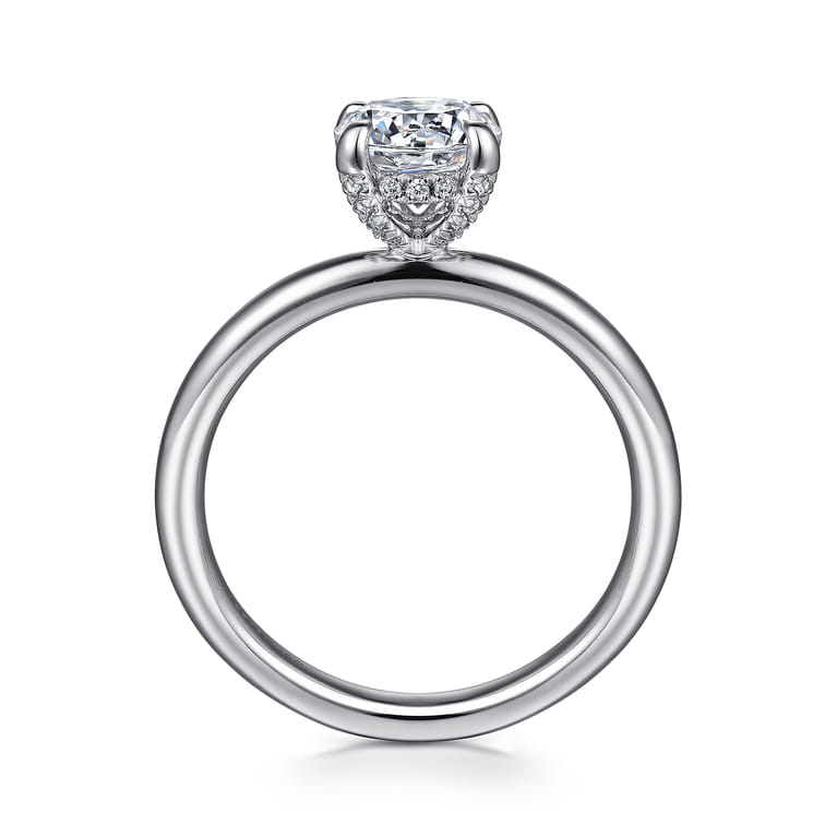 Daniele - 14K White Gold Round Solitaire Diamond Engagement Ring - 0.11 ct - Shot 2