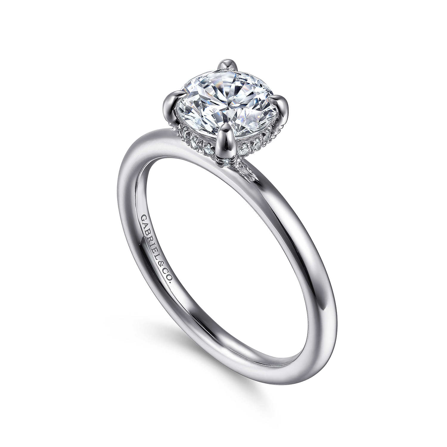 Daniele - 14K White Gold Round Solitaire Diamond Engagement Ring - 0.11 ct - Shot 3