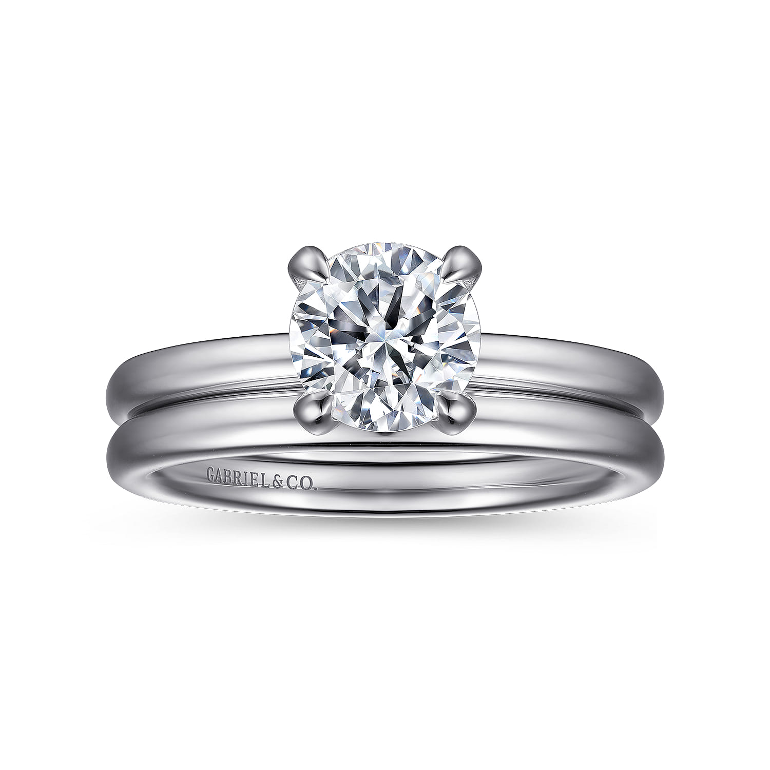 Daniele - 14K White Gold Round Solitaire Diamond Engagement Ring - 0.11 ct - Shot 4