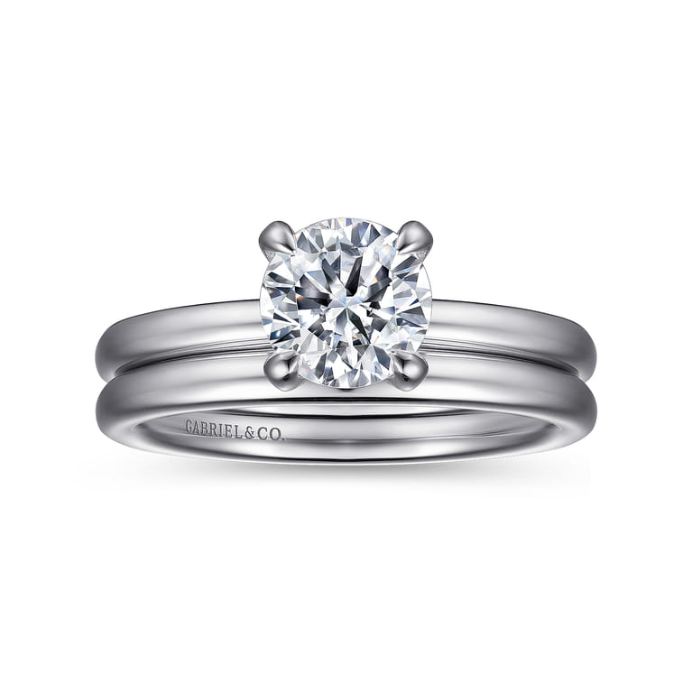Daniele - 14K White Gold Round Solitaire Diamond Engagement Ring - 0.11 ct - Shot 4
