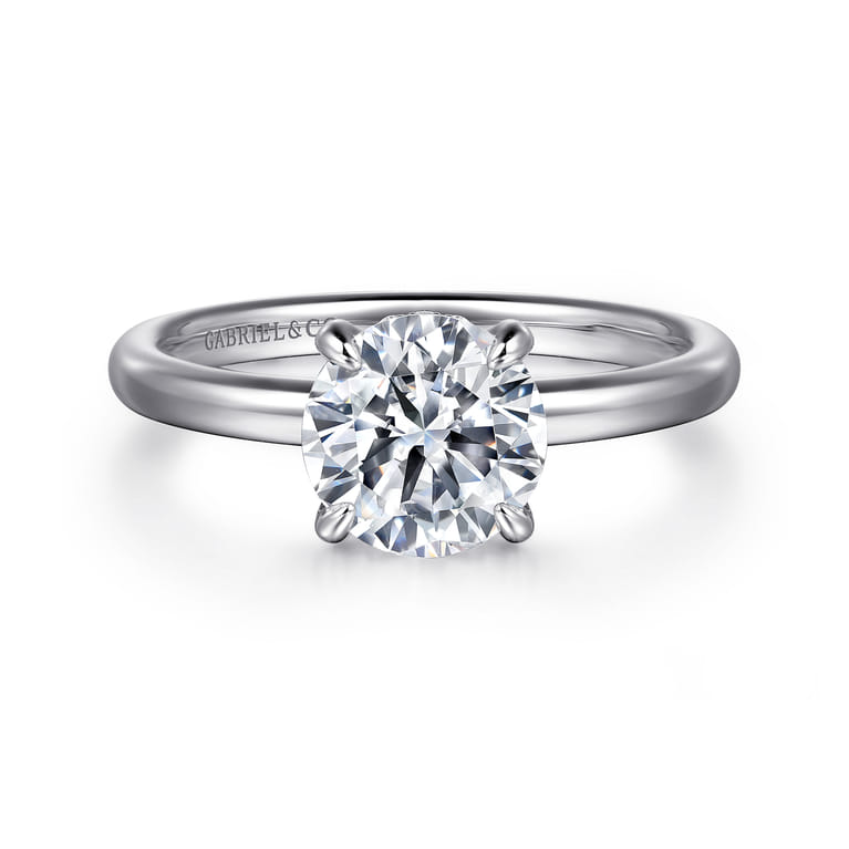 Daniele - 14K White Gold Round Solitaire Diamond Engagement Ring - 0.14 ct - Shot 1