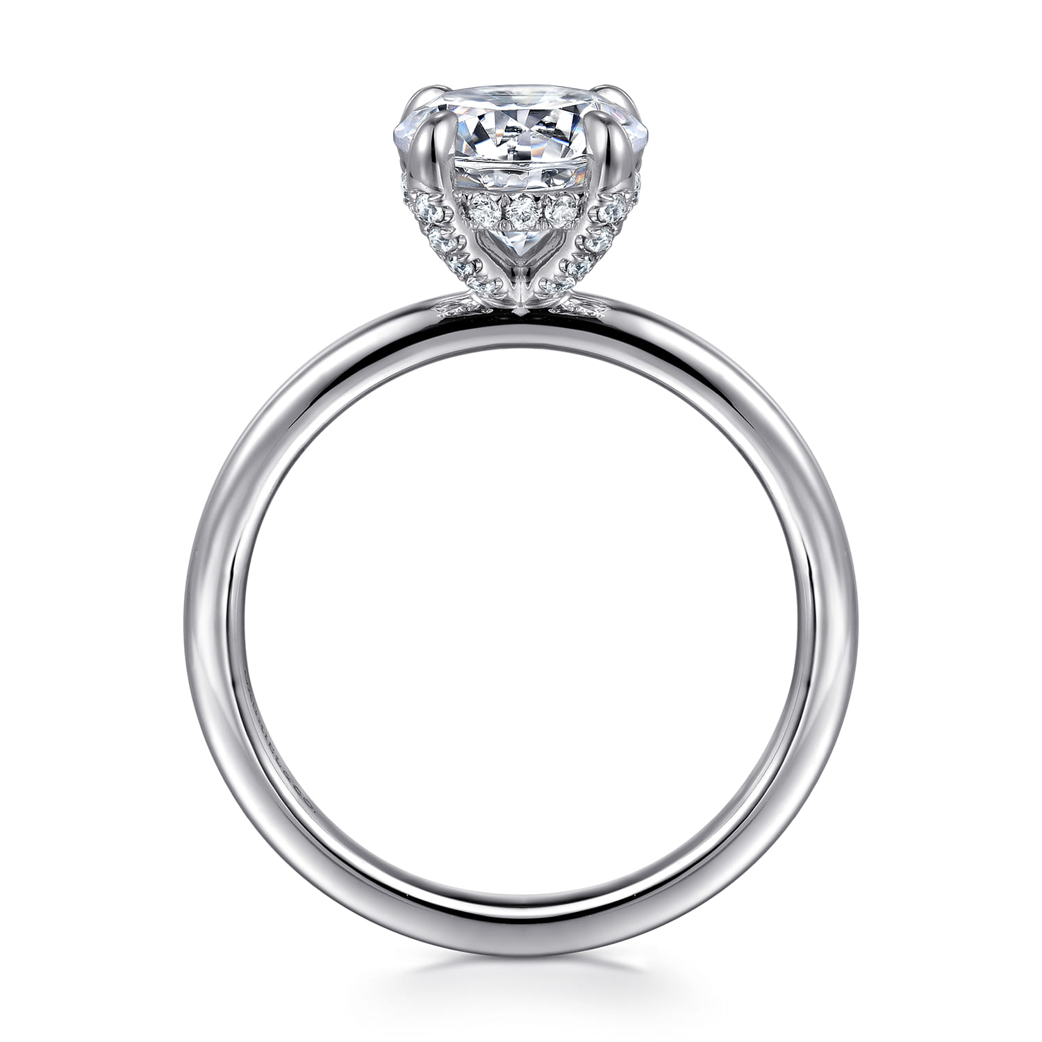 Daniele - 14K White Gold Round Solitaire Diamond Engagement Ring - 0.14 ct - Shot 2
