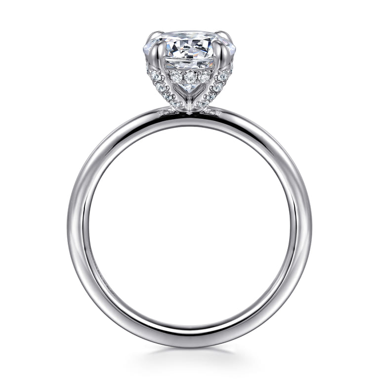 Daniele - 14K White Gold Round Solitaire Diamond Engagement Ring - 0.14 ct - Shot 2