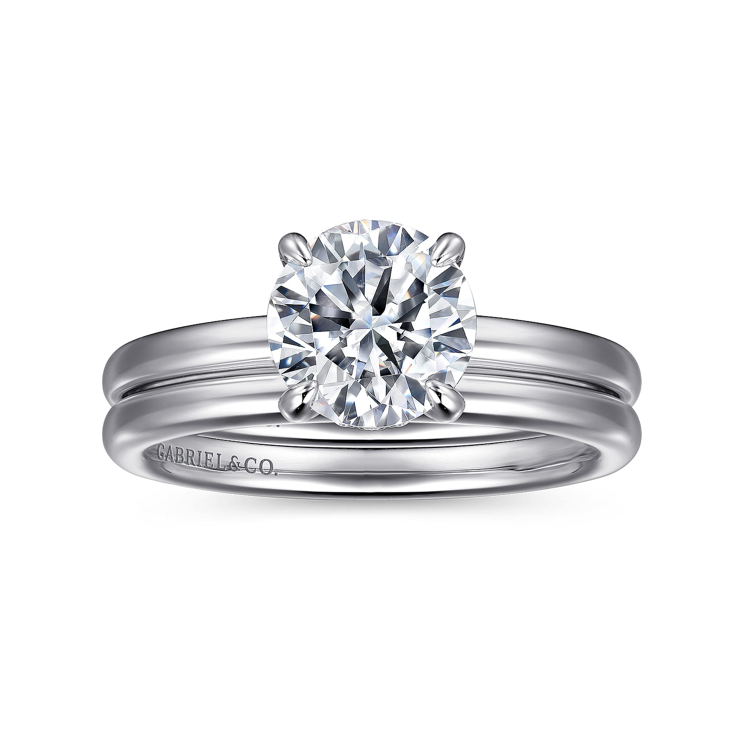 Daniele - 14K White Gold Round Solitaire Diamond Engagement Ring - 0.14 ct - Shot 4