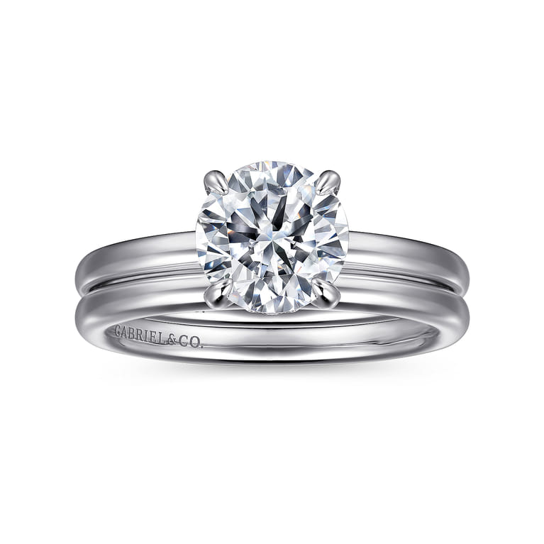 Daniele - 14K White Gold Round Solitaire Diamond Engagement Ring - 0.14 ct - Shot 4