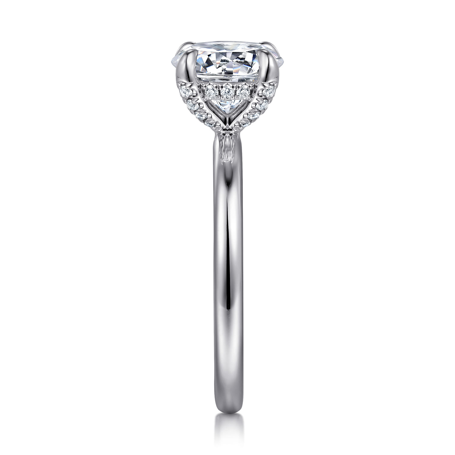 Daniele - 14K White Gold Round Solitaire Diamond Engagement Ring - 0.14 ct - Shot 5