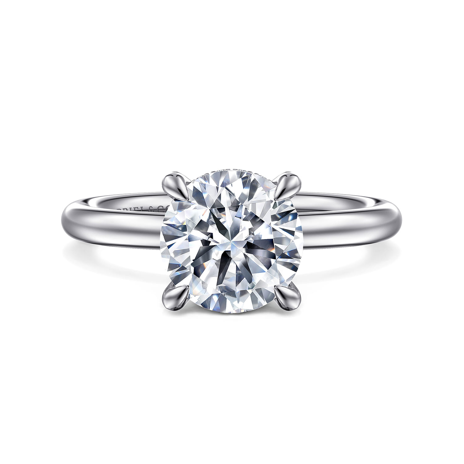 Daniele - 14K White Gold Round Solitaire Diamond Engagement Ring - 0.16 ct - Shot 1