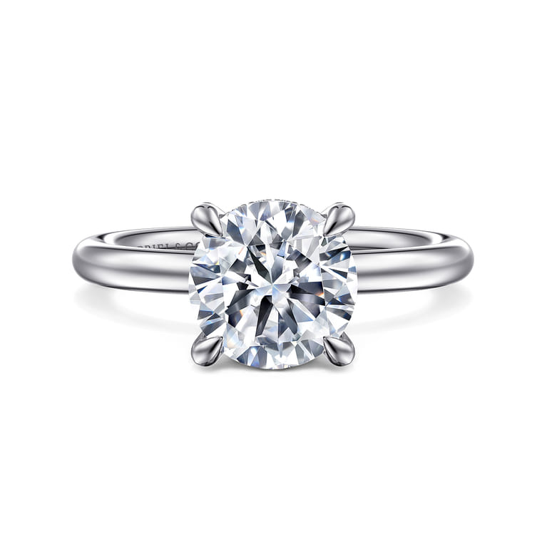 Daniele - 14K White Gold Round Solitaire Diamond Engagement Ring - 0.16 ct - Shot 1