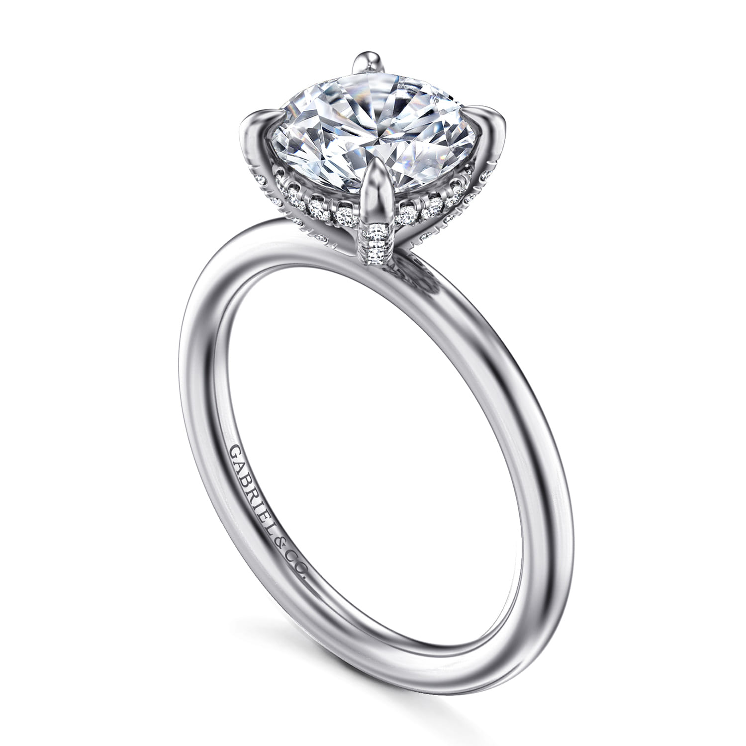 Daniele - 14K White Gold Round Solitaire Diamond Engagement Ring - 0.16 ct - Shot 3