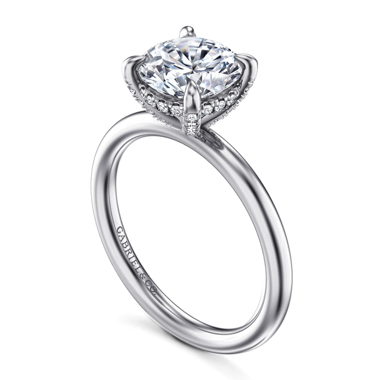 Daniele - 14K White Gold Round Solitaire Diamond Engagement Ring - 0.16 ct - Shot 3
