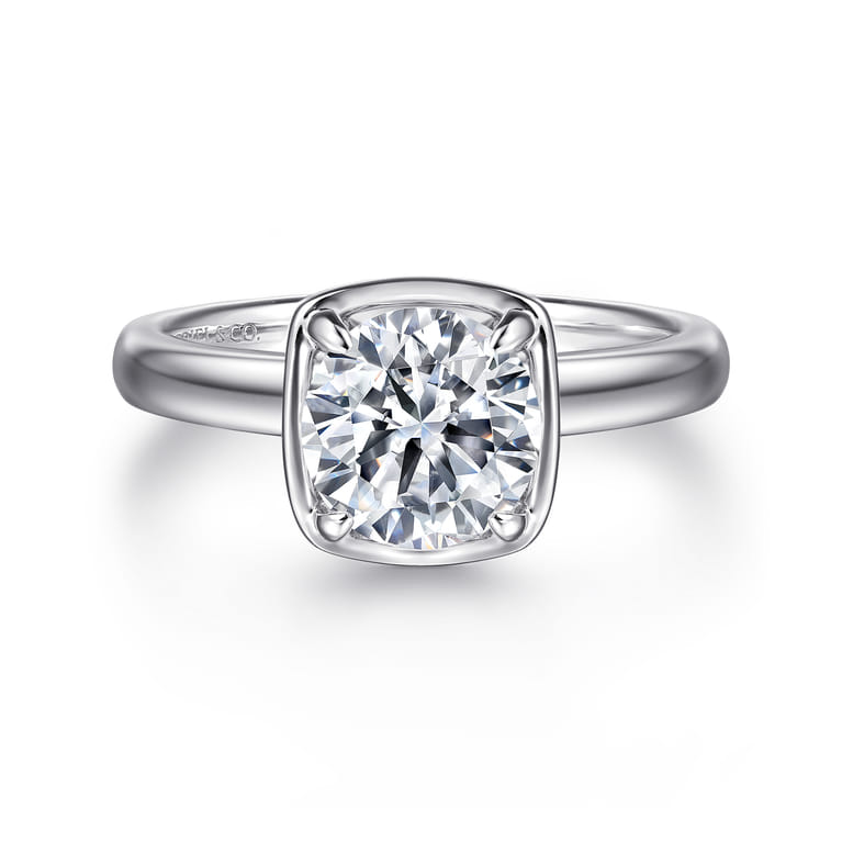 Deedie - 14K White Gold Bezel Prong Round Diamond Engagement Ring - 0.13 ct - Shot 1