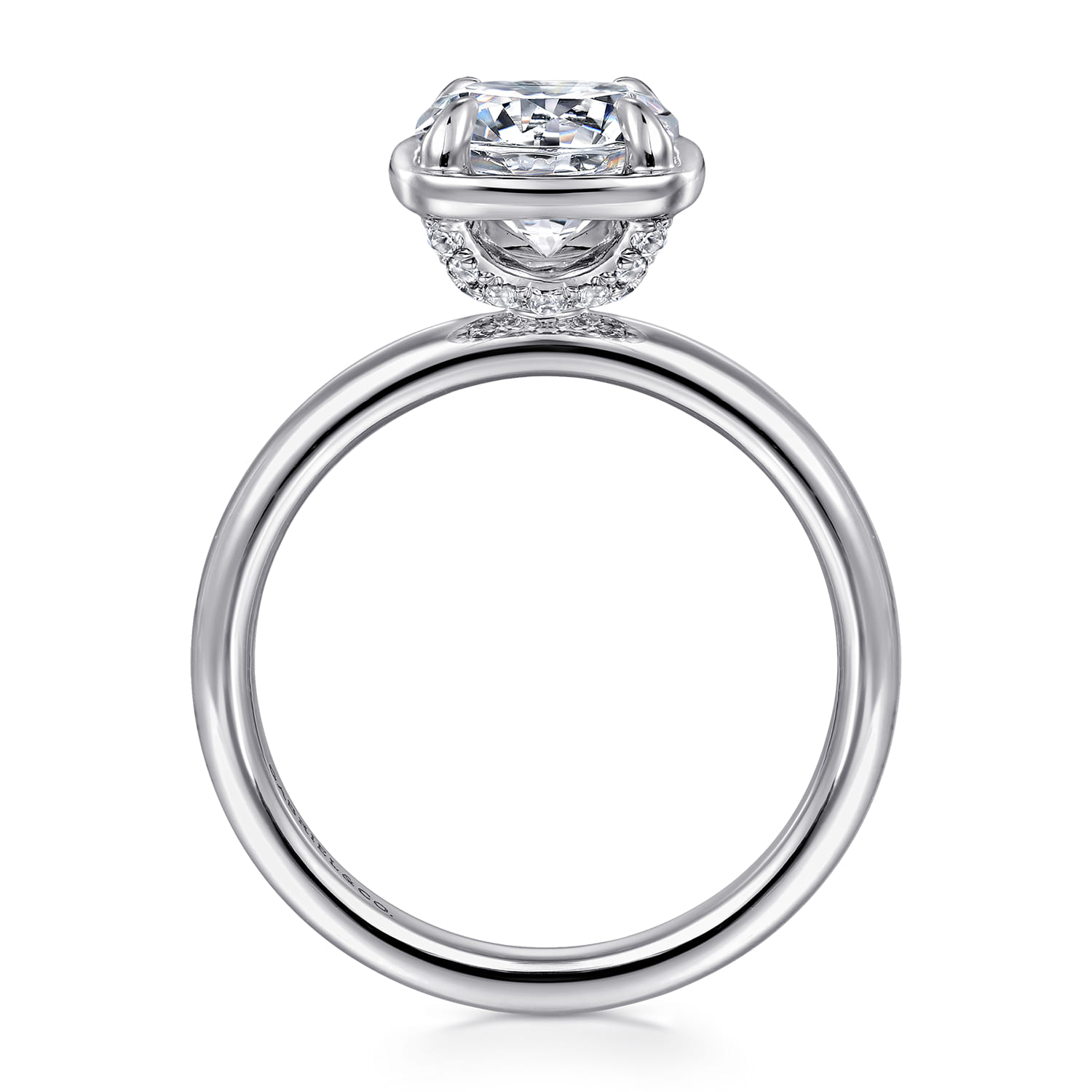 Deedie - 14K White Gold Bezel Prong Round Diamond Engagement Ring - 0.13 ct - Shot 2
