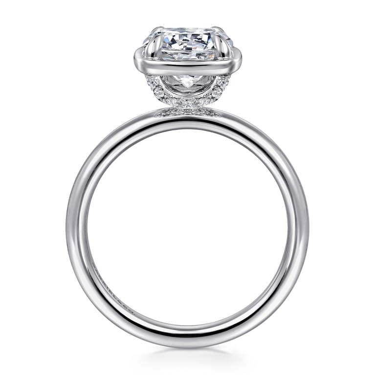 Deedie - 14K White Gold Bezel Prong Round Diamond Engagement Ring - 0.13 ct - Shot 2