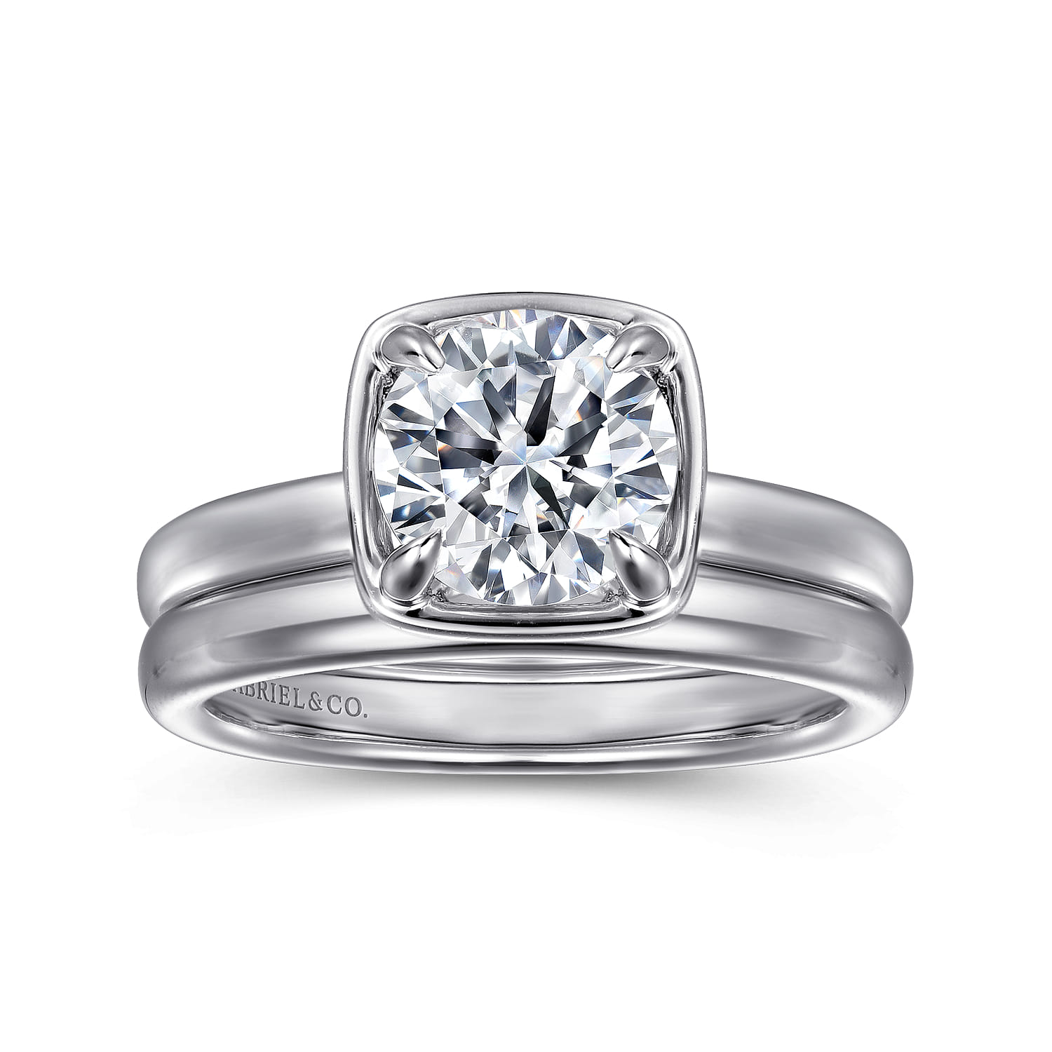 Deedie - 14K White Gold Bezel Prong Round Diamond Engagement Ring - 0.13 ct - Shot 4